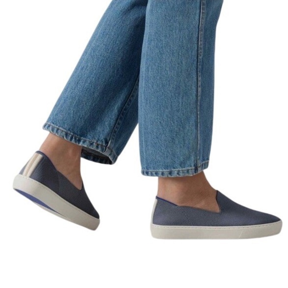 Rothys‎ The Original Slip On Sneaker Charcoal Grey Blue Halo Womens Size 9.5